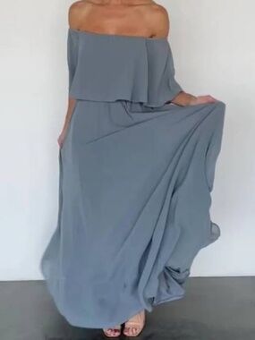 Baltic Born Sonia Off-Shoulder Dusty Blue Maxi Dress
